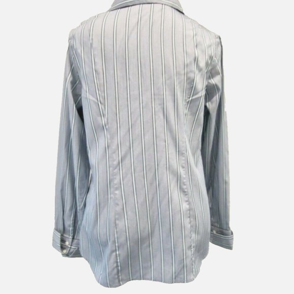 NWT $89 P10 PENDLETON blue turquoise navy COTTON+SILK button down TUNIC shirt - Picture 3 of 9